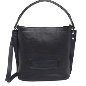 Longchamp Midnight Navy 3D Leather Crossbody Hobo 2 way bag